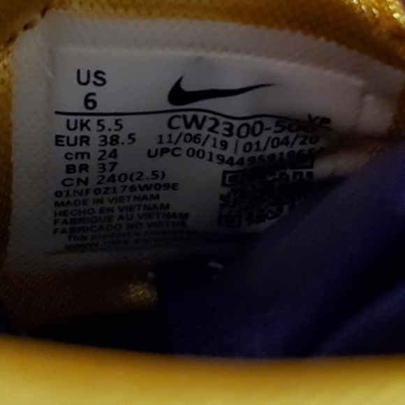 Nike Lebron 7 VII QS Media Day LA Mens Size 6 Purple White Yellow CW2300-500 - Picture 12 of 12